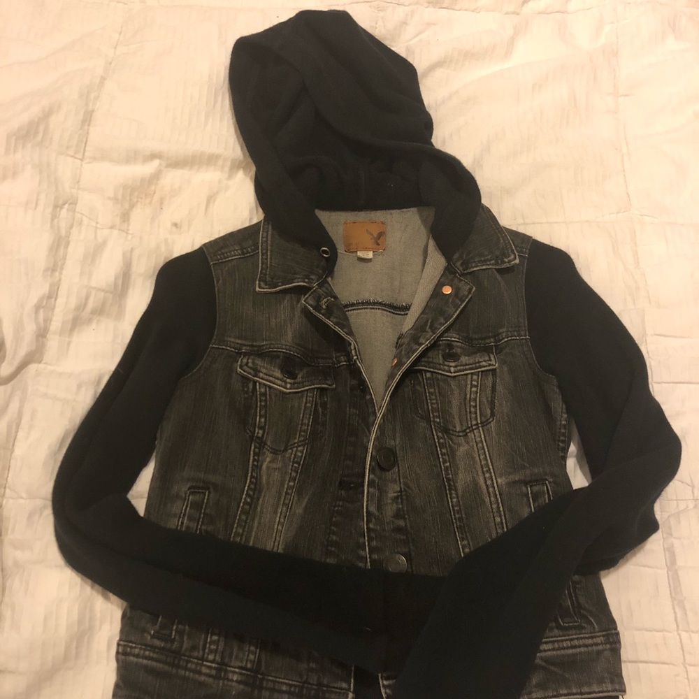 American Eagle black jean layered jacket